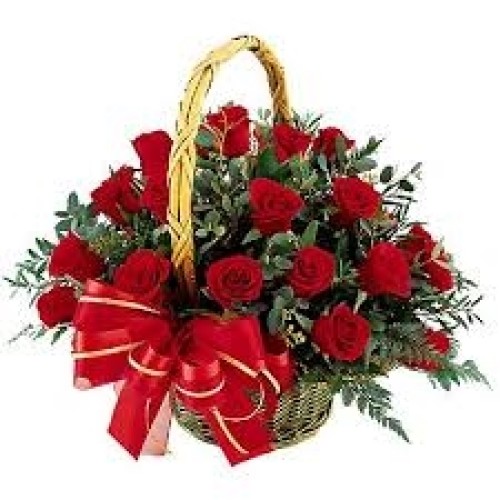 Basket with 12 Roses